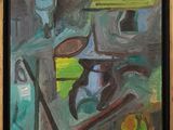 une peinture à l'huile représentant un tableau représentant une table avec un pichet et une corbeille de fruits