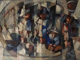 un tableau représentant un groupe de personnes formant un cercle