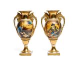 two vases that have been painted with a painting on them