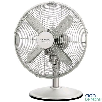 une image représentant un ventilateur blanc posé sur un support métallique