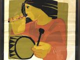tableau représentant une femme en train de boire dans une tasse, une cuillère à la main