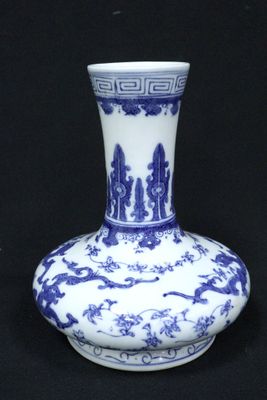 chinese blue and white porcelain vase with figures in a landscape
