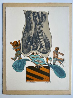 une photo d'une photo représentant un homme et une femme sur une planche de surf