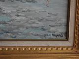a picture of a painting of a boat in the water