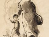 une image représentant le dessin d'une femme et d'un enfant