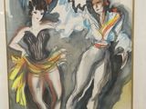a painting of two women in bathing suits hanging on a wall