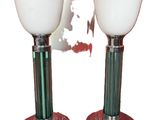 two lamps that are sitting on top of each other