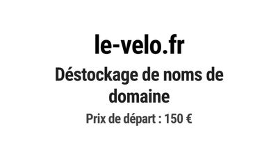 Nom de domaine le-velo.fr. Catégorie: Sport et fitness.
