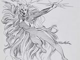pencil drawing of a woman with long hair holding a pair of scissors