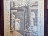 tableau représentant un homme et une femme assis sur un banc devant un immeuble