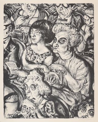 dessin en noir et blanc représentant un groupe de personnes assises autour d'une table