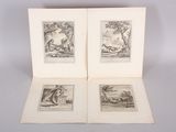 two engravings of a landscape with a man and a woman in the foreground
