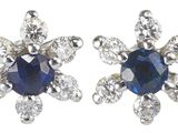 paire de boucles d'oreilles saphir et diamant