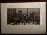 a picture of a picture of a city street in the snow