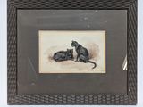 painting of a cat and a dog on a white background