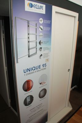 an image of a display of a door with a poster on it