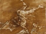 an image of a drawing of a man falling off of a cliff