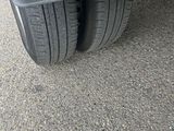a close up of a tire on a car