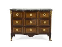 COMMODE EN SATINÉ ET AMARANTE