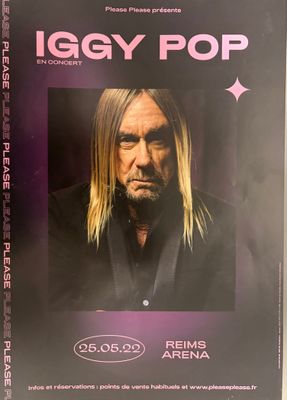L'affiche d'Iggy Pop représente un homme aux cheveux longs et à la barbe fournie
