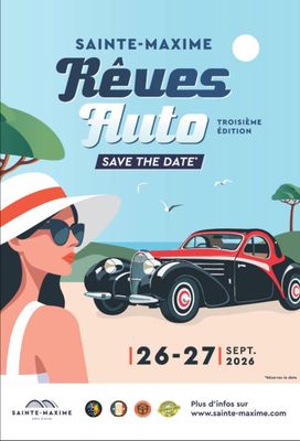 une affiche pour un salon automobile représentant une femme portant un chapeau et des lunettes de soleil