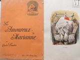 an old book with a picture of a man and a dog on it