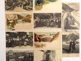 plusieurs vieilles photos représentant des personnes et des animaux à flanc de montagne