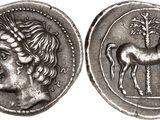 gros plan d'une pièce de monnaie sur laquelle figure un cheval