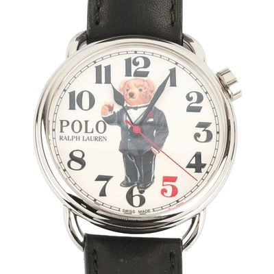 a close up of a watch with a teddy bear on it