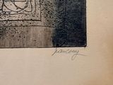 a black and white drawing of a clock on a wall