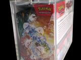 a clear box with a picture of a pokemon figure inside of it