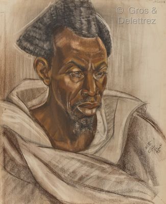 dessin représentant un homme portant un chapeau et une écharpe