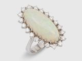 an oplite and diamond ring, by van cleef