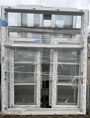 a large window that has been wrapped in plastic