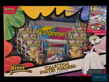 a box of pokemon cards with a picture of a pokemon character