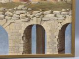 a picture of a painting of a stone bridge