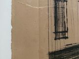 a picture of a drawing of a building on a piece of paper