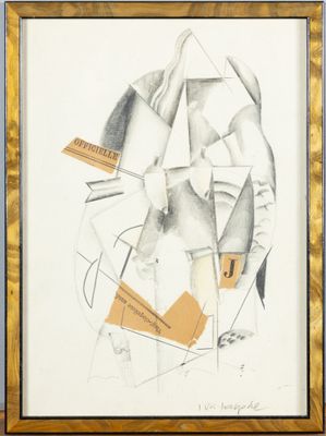 an image of a drawing of a man with a knife and a piece of paper in his hand