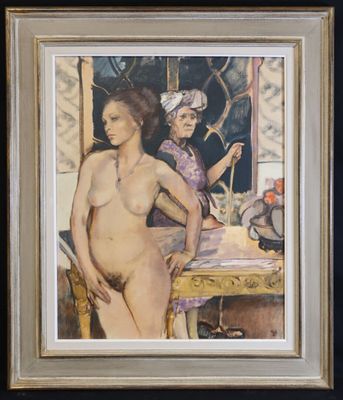 an image of a painting of a naked woman in a room