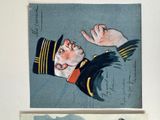 two pictures of a man in a sailor ' s hat and a man in a sailor ' s uniform