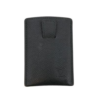 a close up of a black cell phone case on a white background