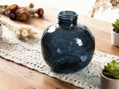 Lot DE 23 Vases Verre Recycle D32cm H35cm Bleu