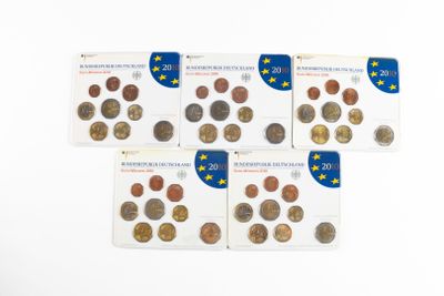 Monnaies Euros - Allemagne - Lot de 5 x Set de 9 monnaies Sé…