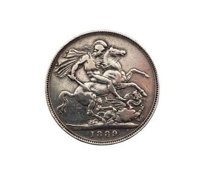 un gros plan d'une pièce de monnaie sur laquelle figurent un cheval et un cavalier
