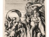 un dessin en noir et blanc représentant un homme tenant un drapeau aux côtés d'autres hommes