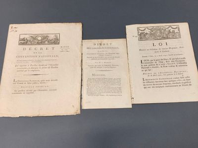 (Drapeau tricolore) Lot de3 actes législatif sur l'instaurat…