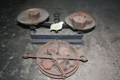 an image of a pair of old balancers sitting on a floor