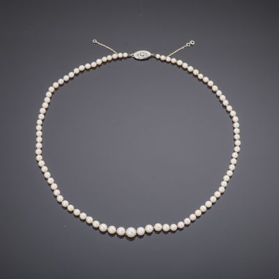 a cultured pearl and diamond necklace