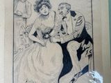 a drawing of a man and a woman sitting on a couch