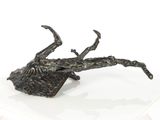 a bronze sculpture of a deer head on a plate